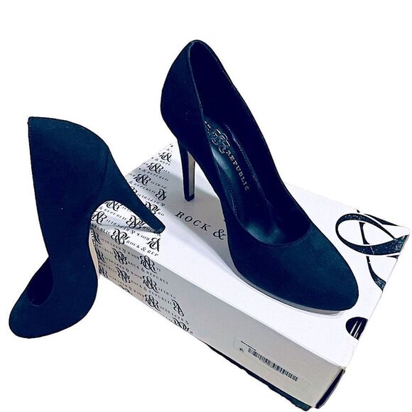 Rock & Republic Black suedette Stiletto pumps size 9.5 - Picture 1 of 10